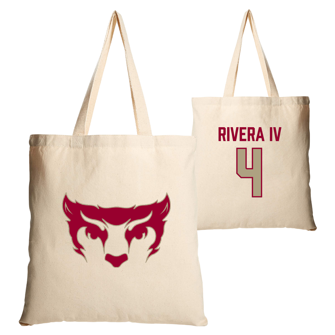 Willamette University Football Tan Canvas Tote Bag - #4 Alex Rivera IV