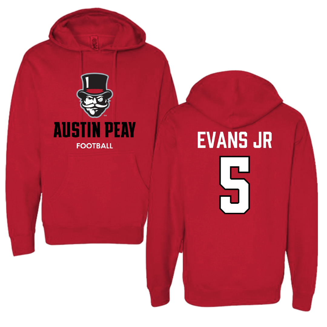 Austin Peay State University Football Red Hoodie - #5 CJ Evans Jr