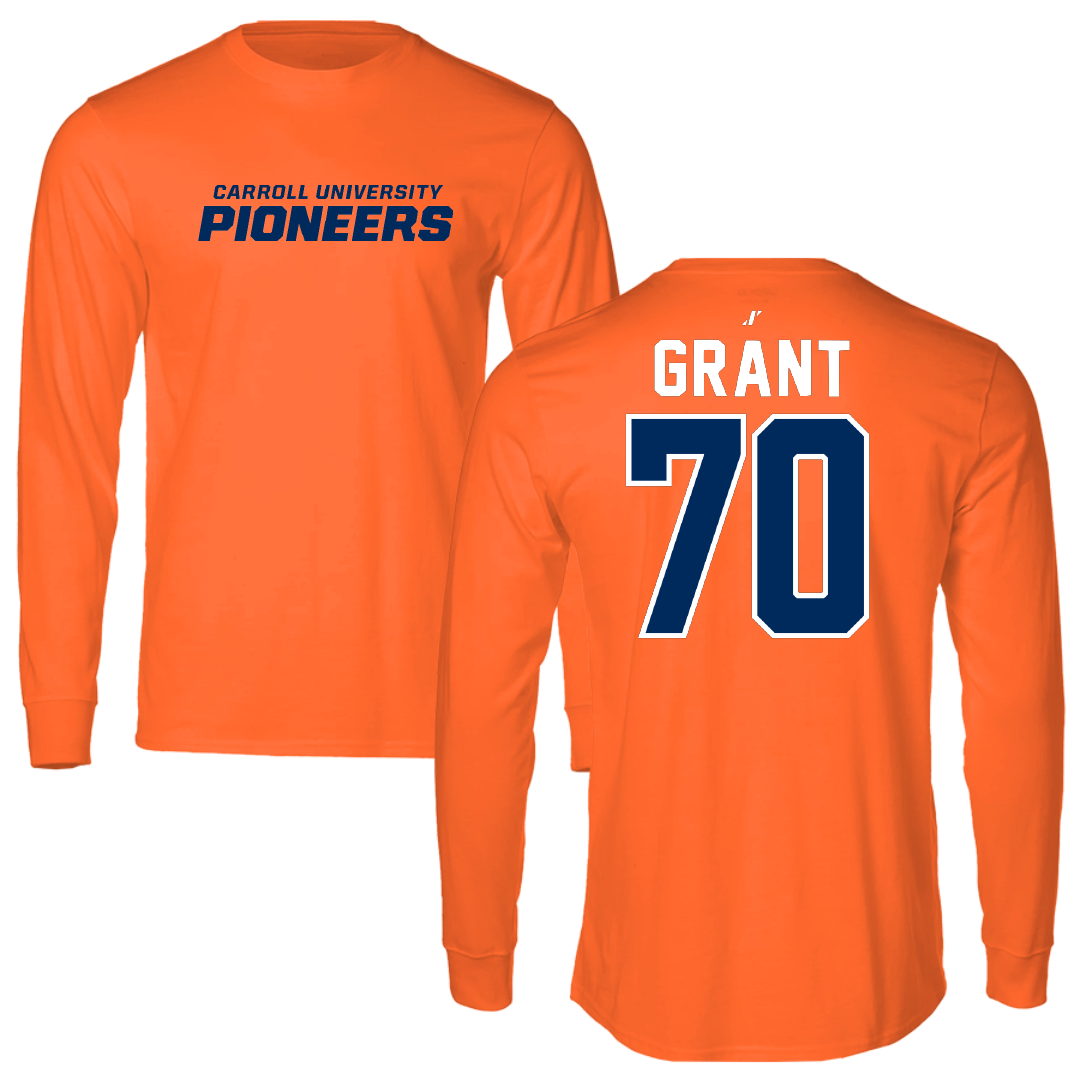 Carroll University Football Orange Performance Long Sleeve - #70 Braelon Grant