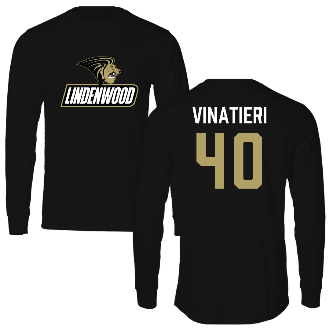 Lindenwood University Football Black Performance Long Sleeve - #40 AJ Vinatieri