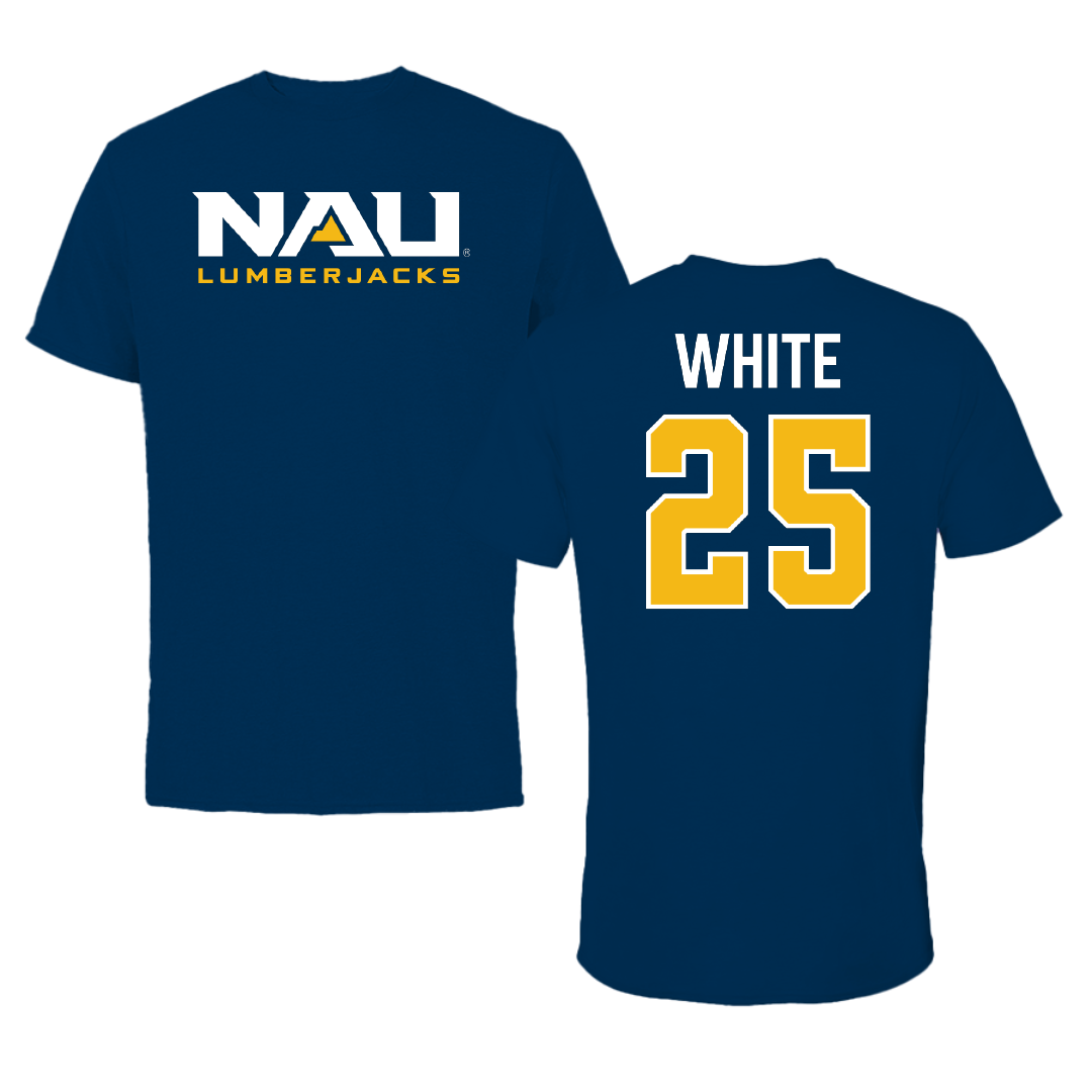 Northern Arizona University Basketball Navy Block Performance Tee - #25 Naomi White