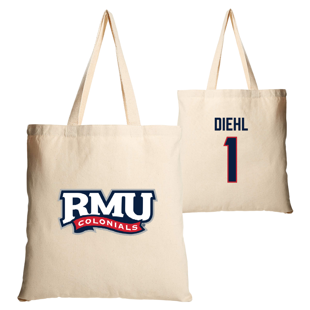 Robert Morris University Ice Hockey (W) Tan Canvas Tote Bag - #1 Alyssa Diehl