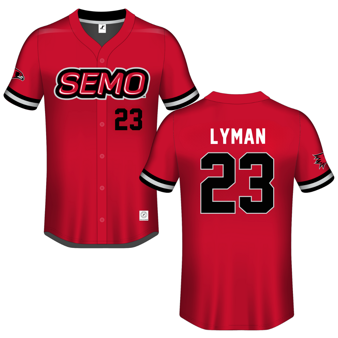 Southeast Missouri State University Red Button-Down Jersey - #23 Kolton Lyman