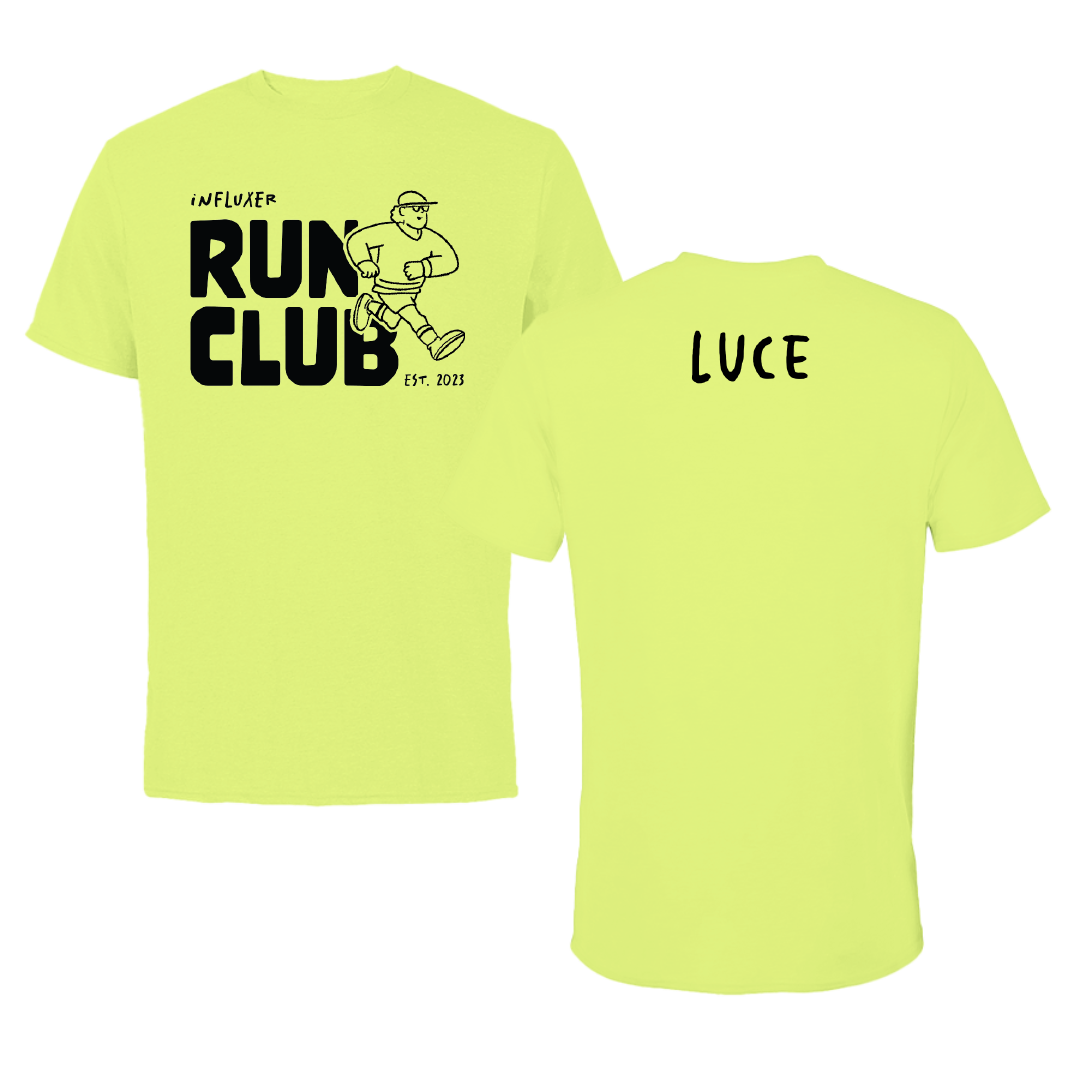 University of Montana TF and XC Safety Yellow Influxer Run Club Tee - Corbin Luce
