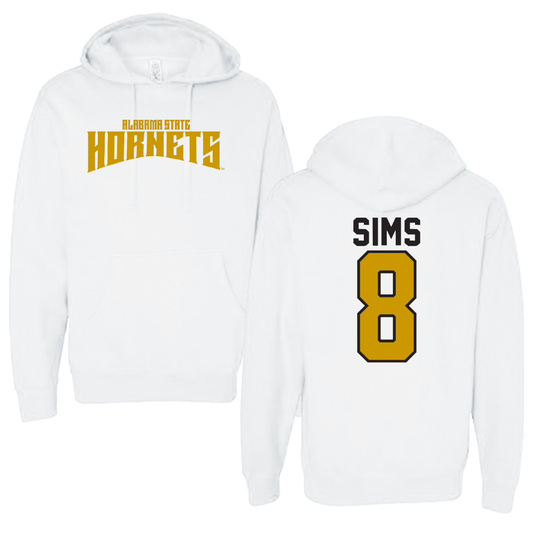 Alabama State University Softball White Classic Hoodie - #8 Talee Sims