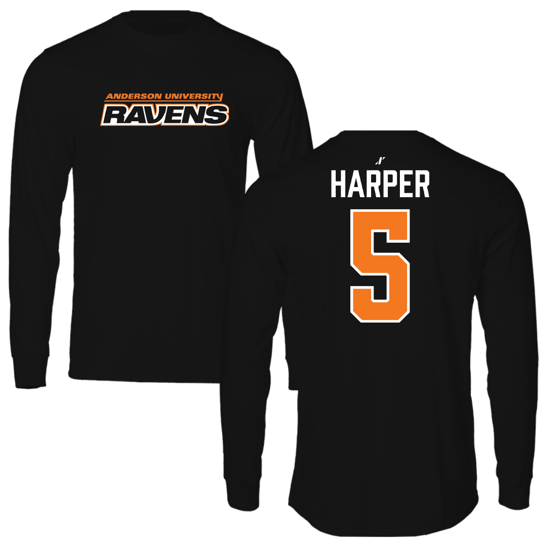 Anderson University (Indiana) Softball Black Performance Long Sleeve - #5 MJ Harper