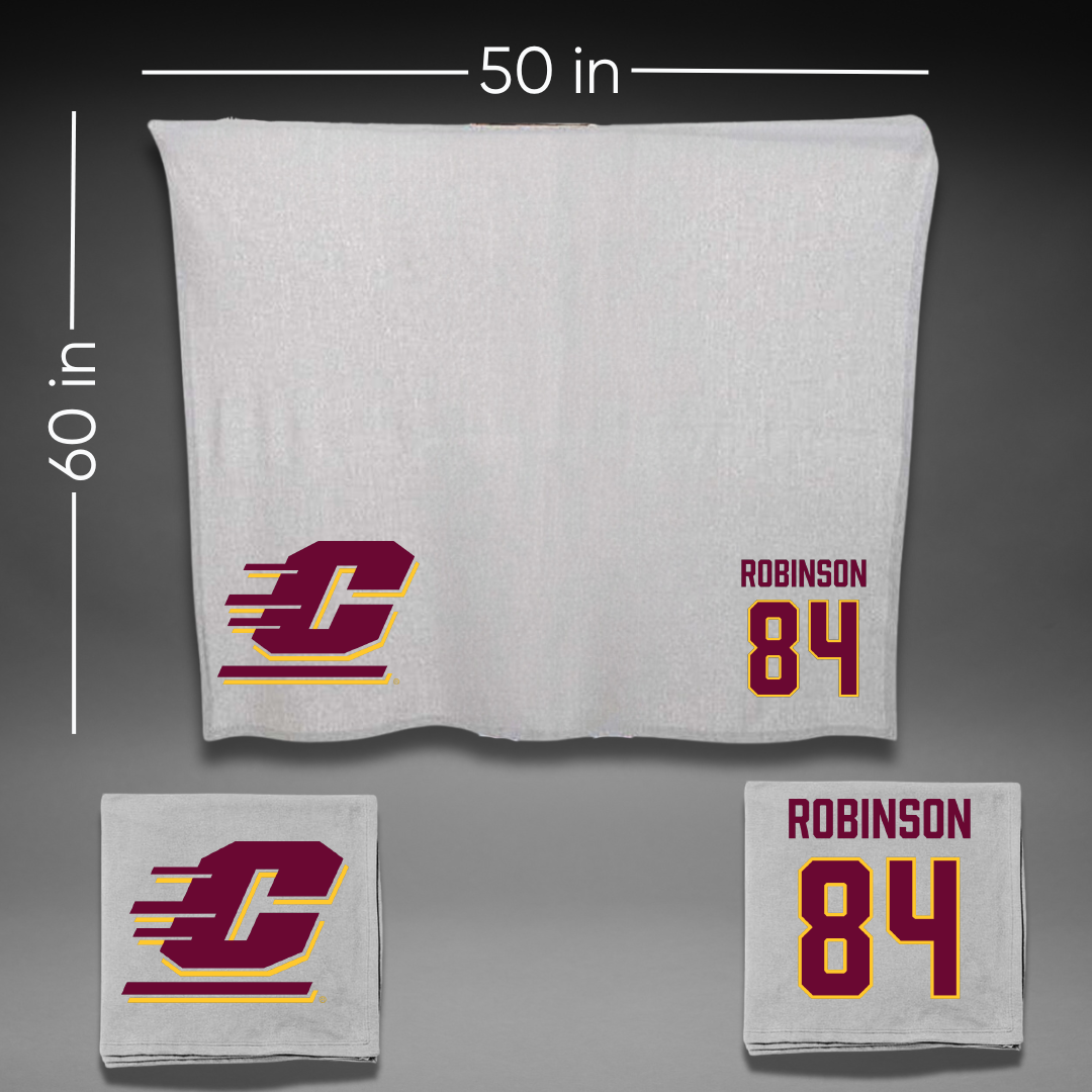 Central Michigan University Football Gray Blanket - #84 Dontae Robinson