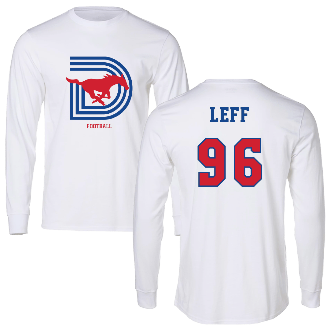 Southern Methodist University Football White Performance Long Sleeve - #96 Josh Leff