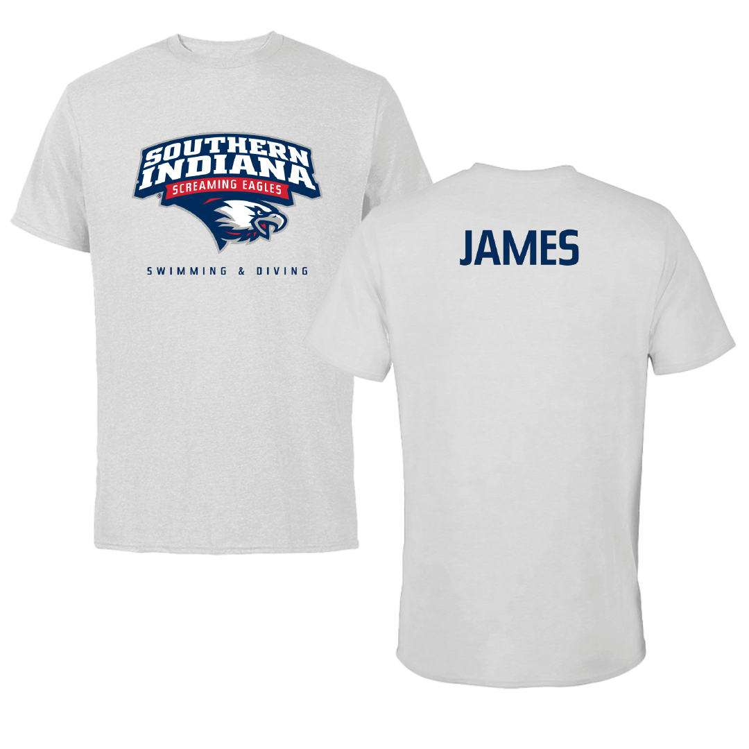 University of Southern Indiana Swimming & Diving Light Gray Tee - Cameron James