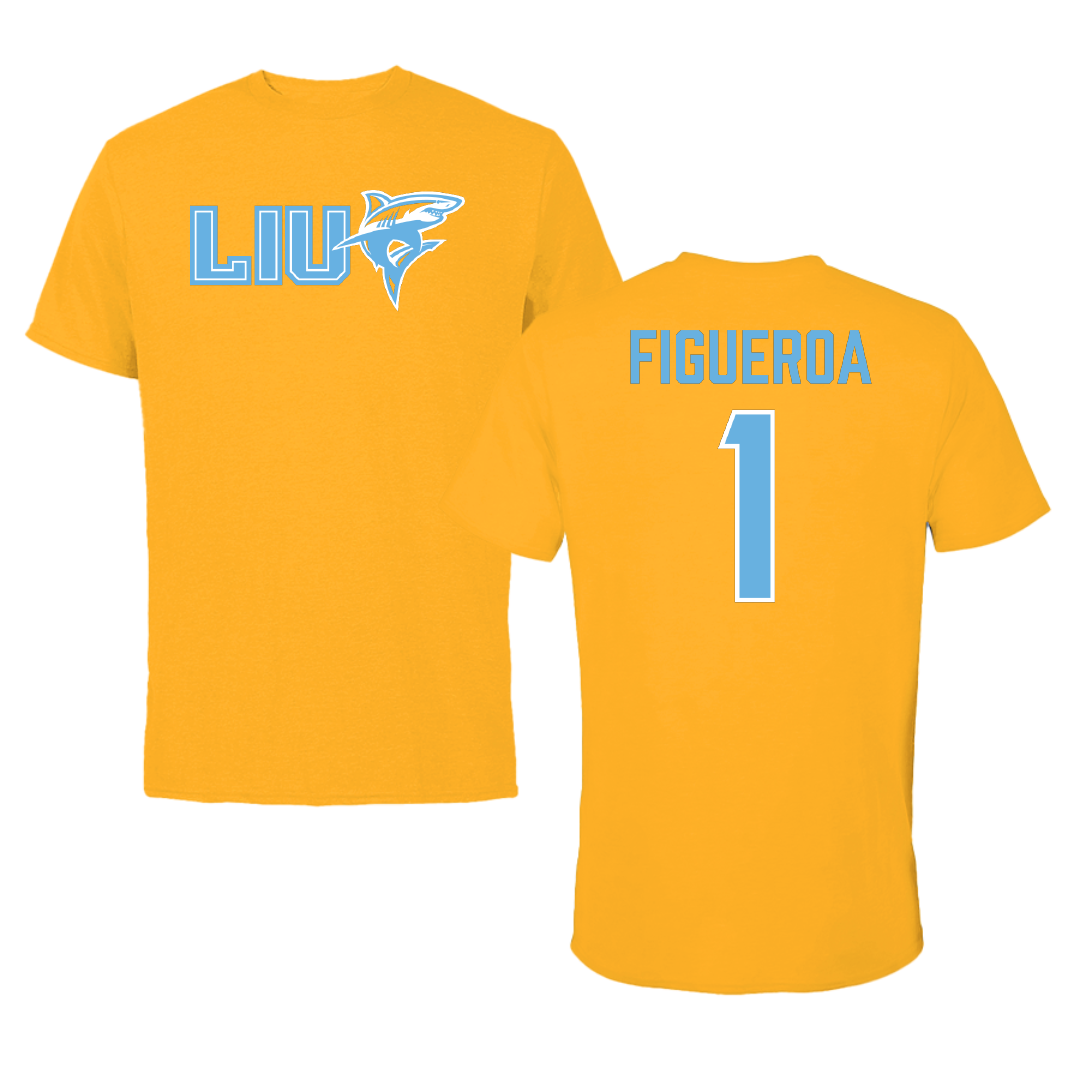 Long Island University Baseball Gold Tee - #1 Nate Figueroa