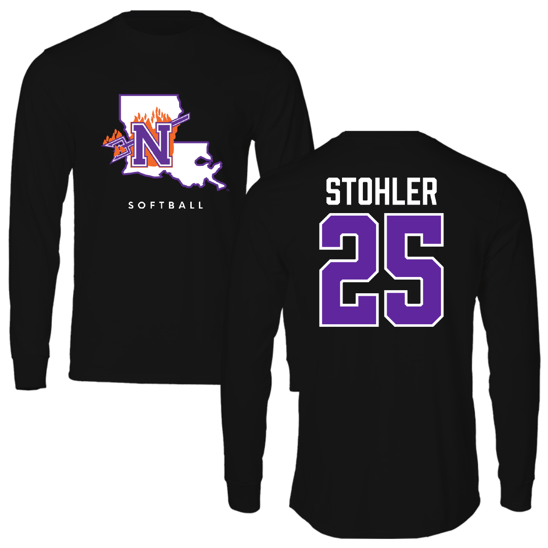 Northwestern State University Softball Black Block Long Sleeve - #25 Brooklynn Stohler