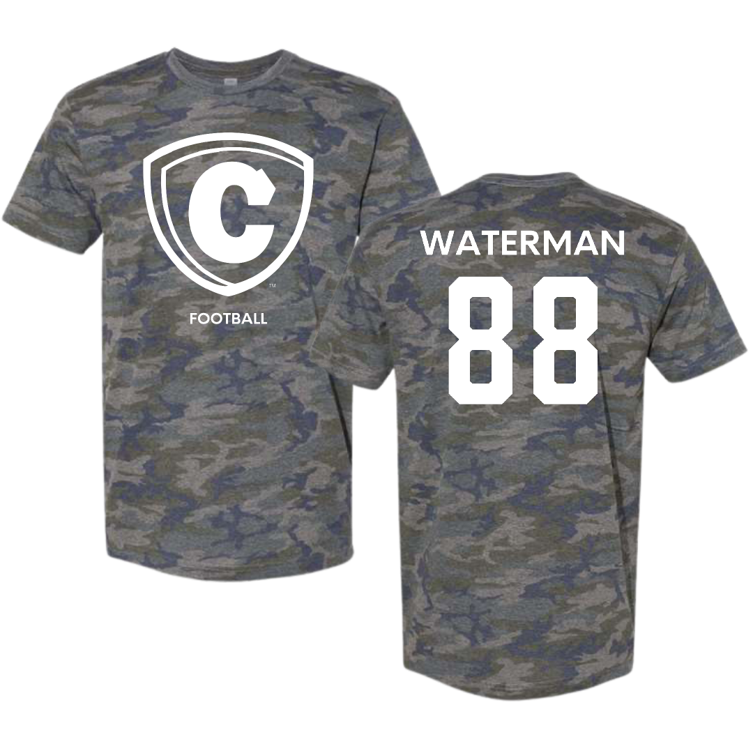 Carthage College Football Vintage Camo Tee - #88 Matthew Waterman