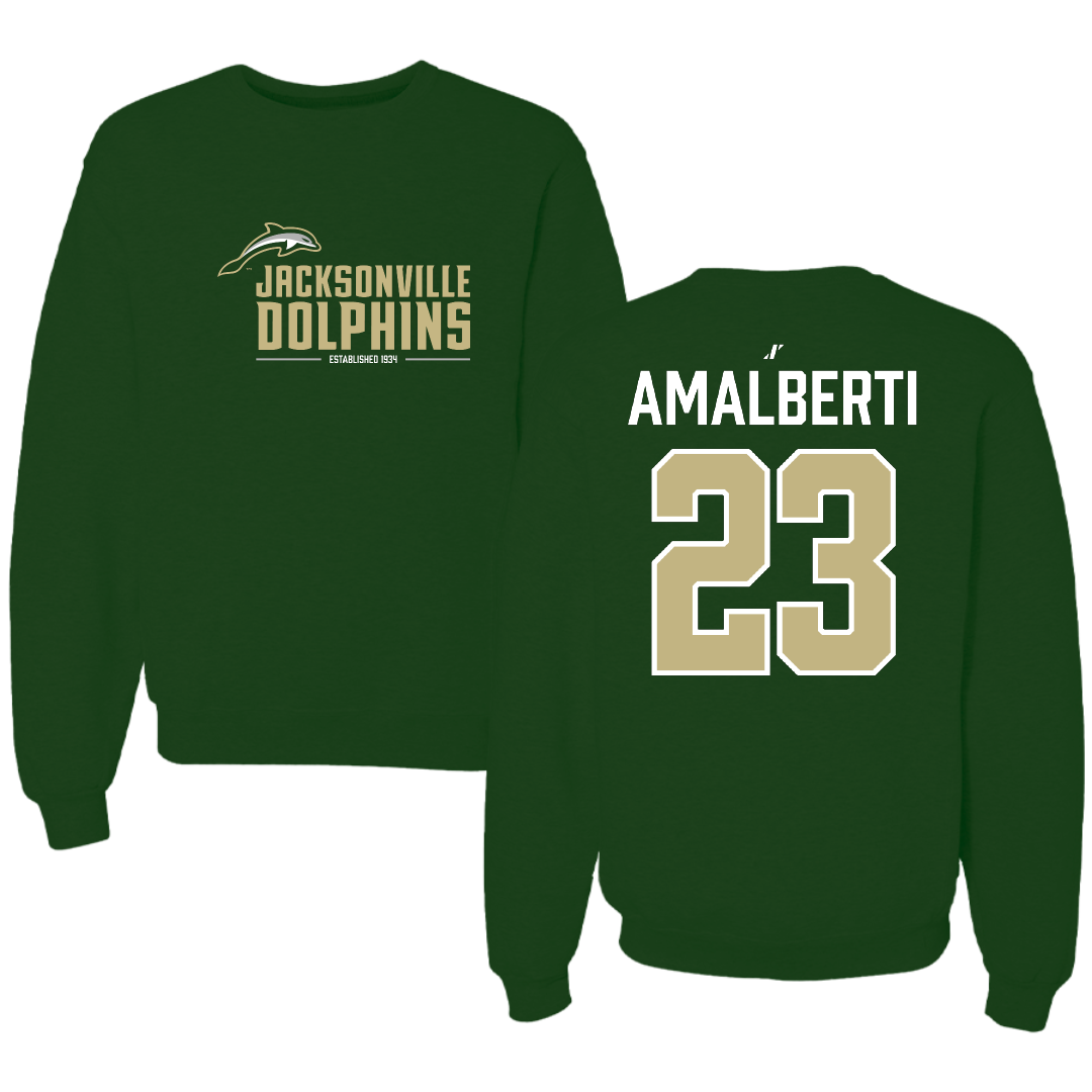 Jacksonville University Soccer Forest Green General Crewneck - #23 Pierce Amalberti