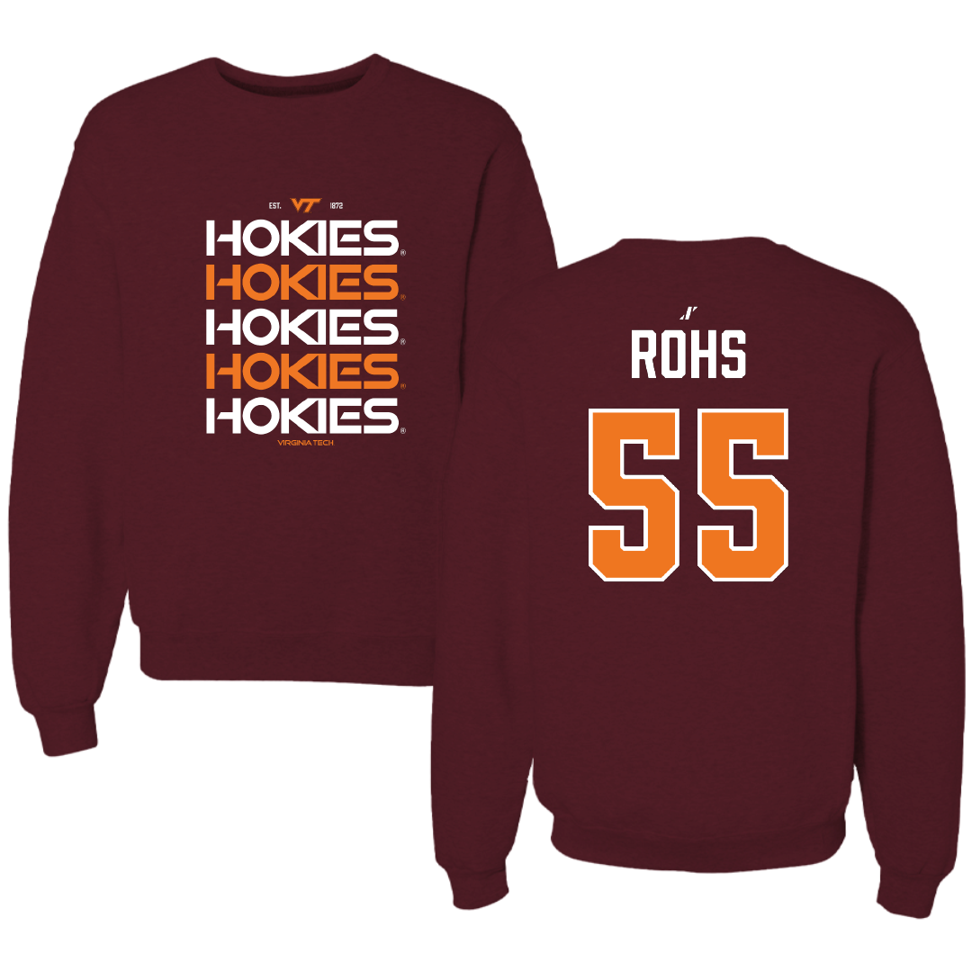 Virginia Tech Softball Maroon General Crewneck - #55 Annika Rohs