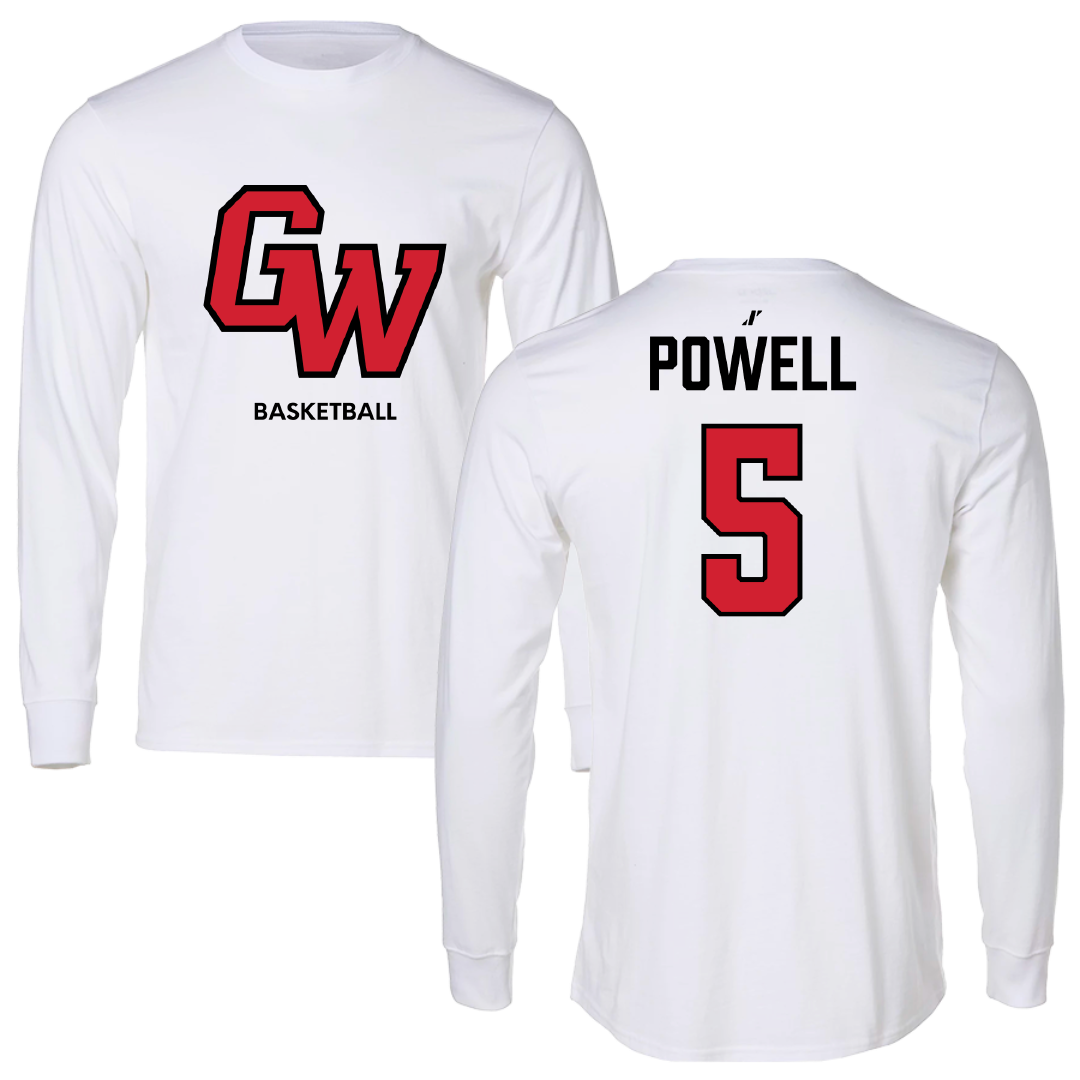 Gardner-Webb University Basketball (W) White Performance Long Sleeve - #5 Rafferty Powell