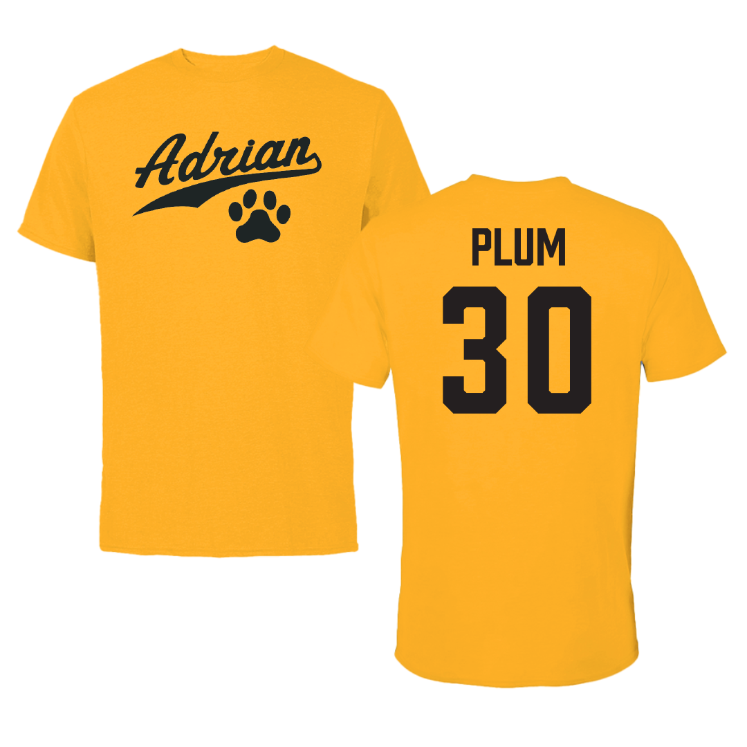 Adrian College Lacrosse (M) Gold Performance Tee - #30 Owen Plum
