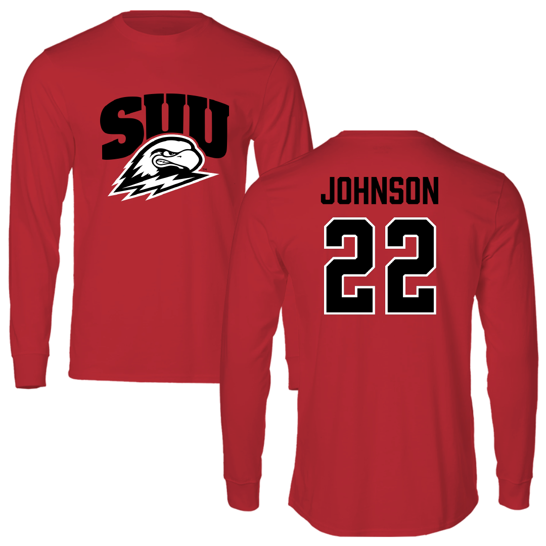Southern Utah University Football Red Performance Long Sleeve - #22 Shyne Johnson
