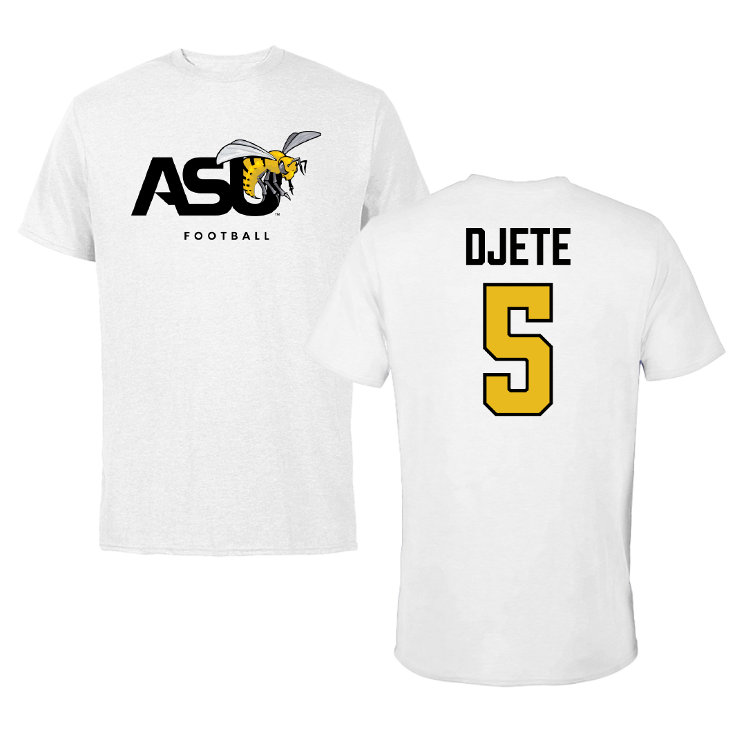 Alabama State University Football White ASU Tee - #5 Dylan Djete