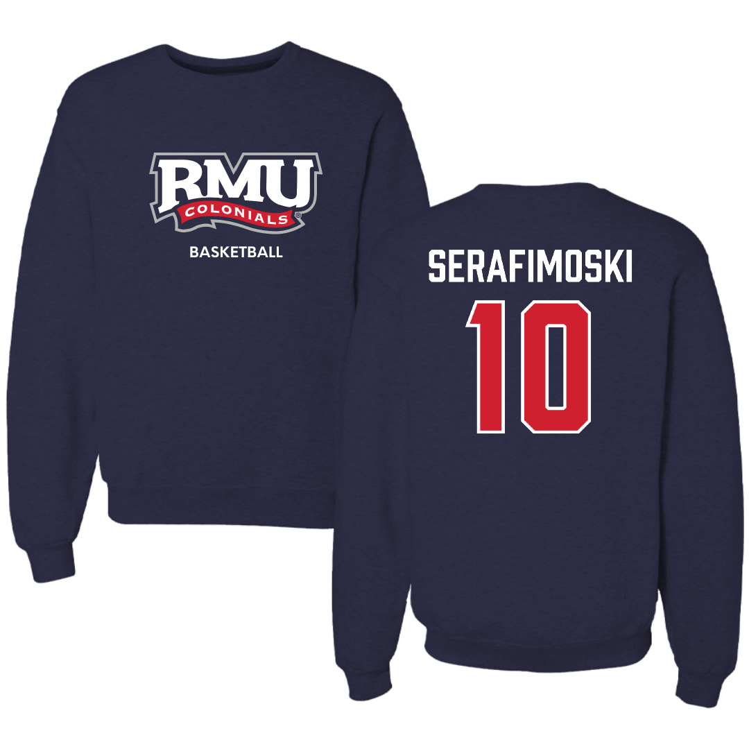 Robert Morris University Basketball (M) Navy RMU Crewneck - #10 Vasilije Serafimoski