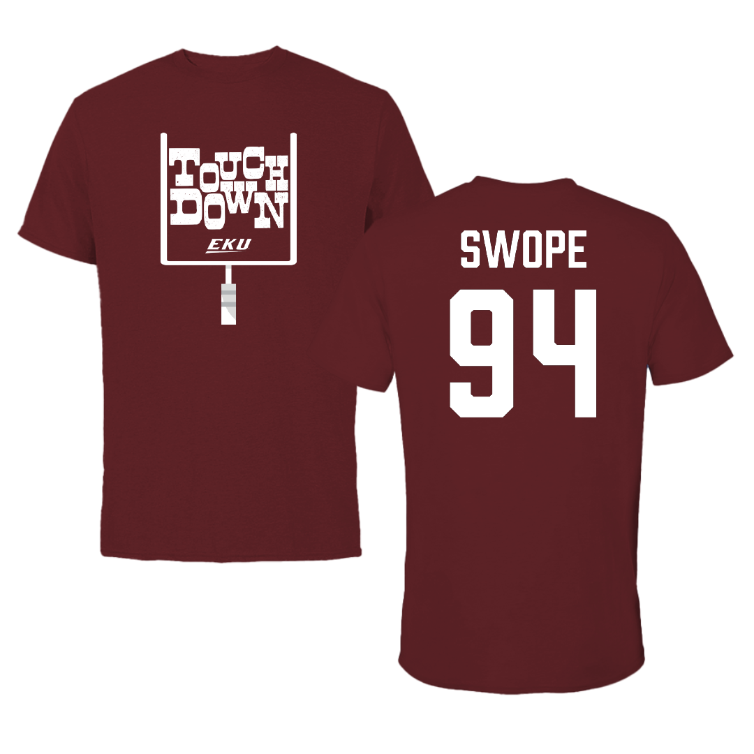 Eastern Kentucky University Football Maroon Touchdown Tee - #94 Preston Swope