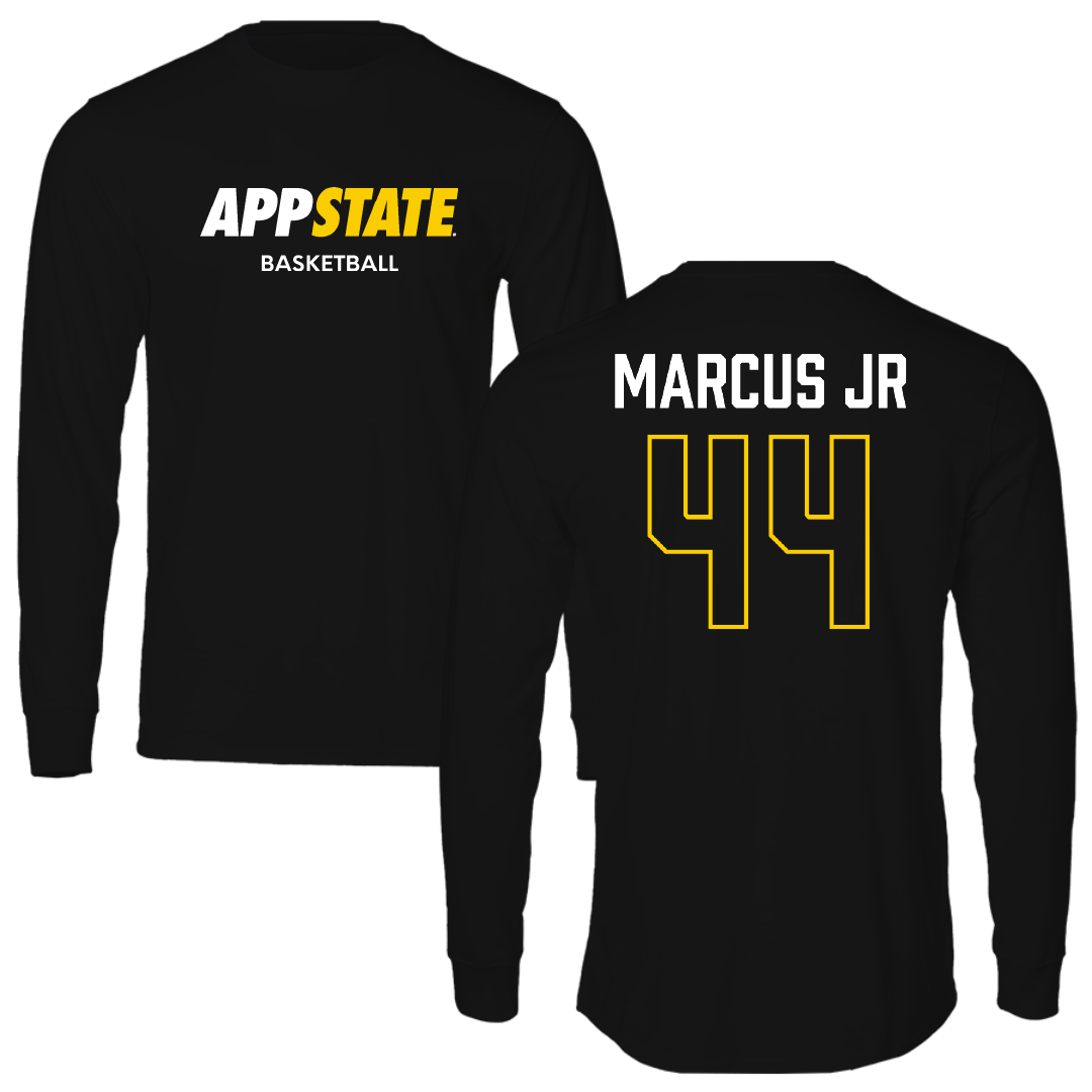 Appalachian State University Basketball (M) Black Block Performance Long Sleeve - #44 Michael Marcus Jr