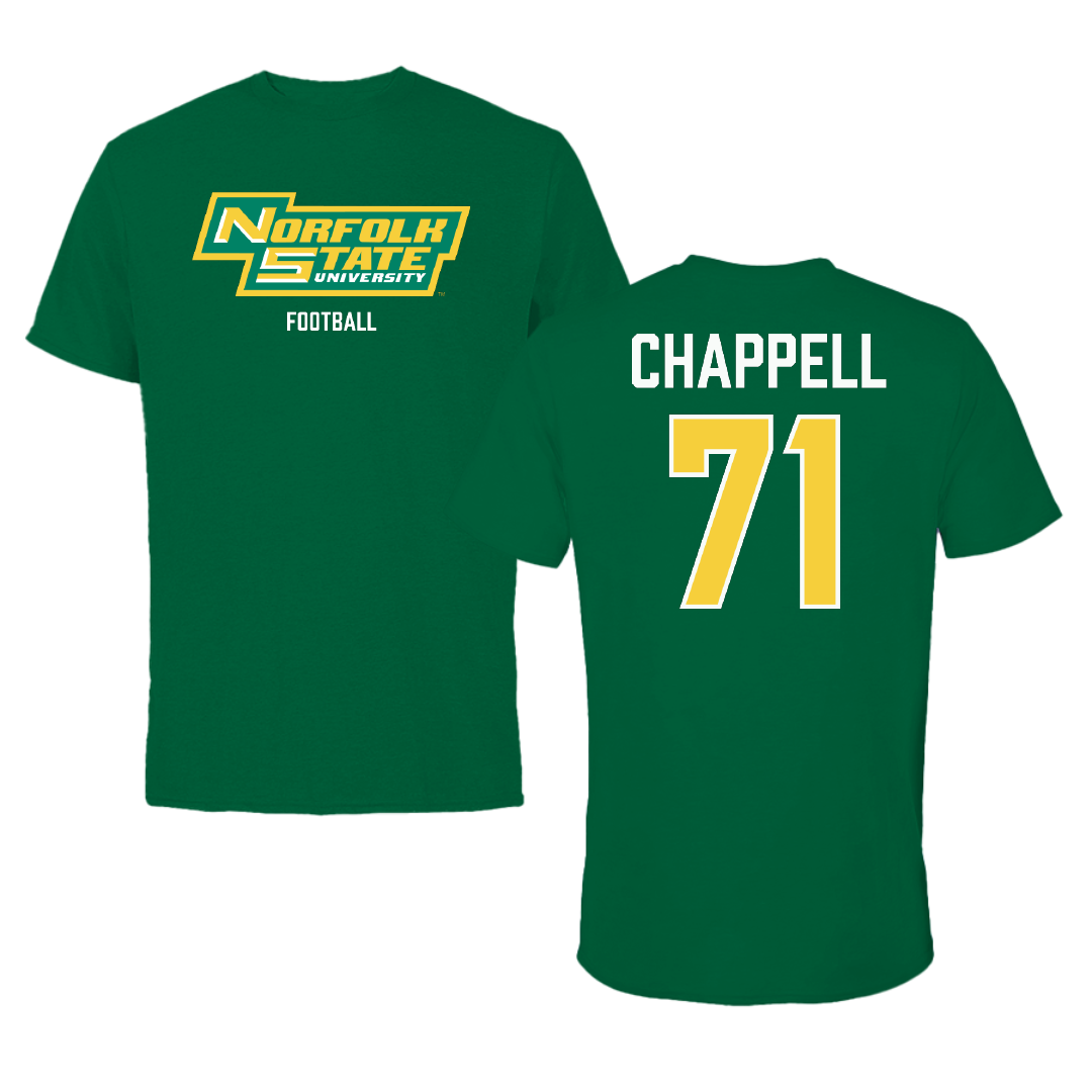 Norfolk State University Football Green Performance Tee - #71 Jayden Chappell