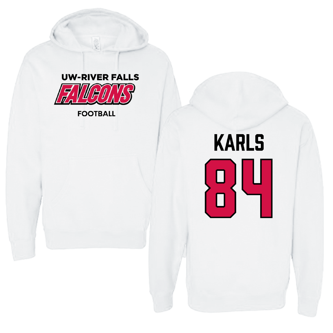 University of Wisconsin-River Falls Football White Falcons Hoodie - #84 Andrew Karls