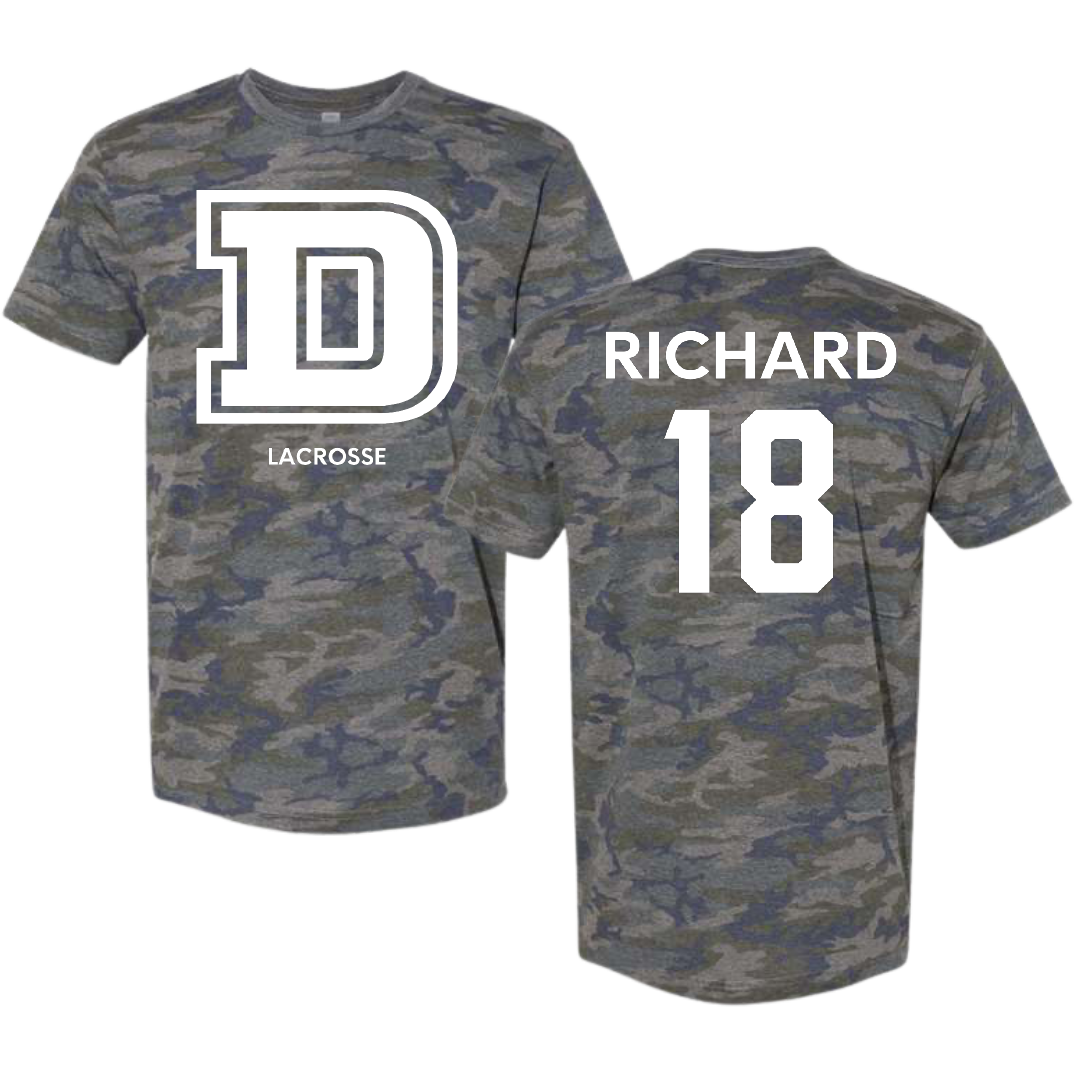 Dean College Lacrosse (M) Vintage Camo Tee - #18 Jason Richard