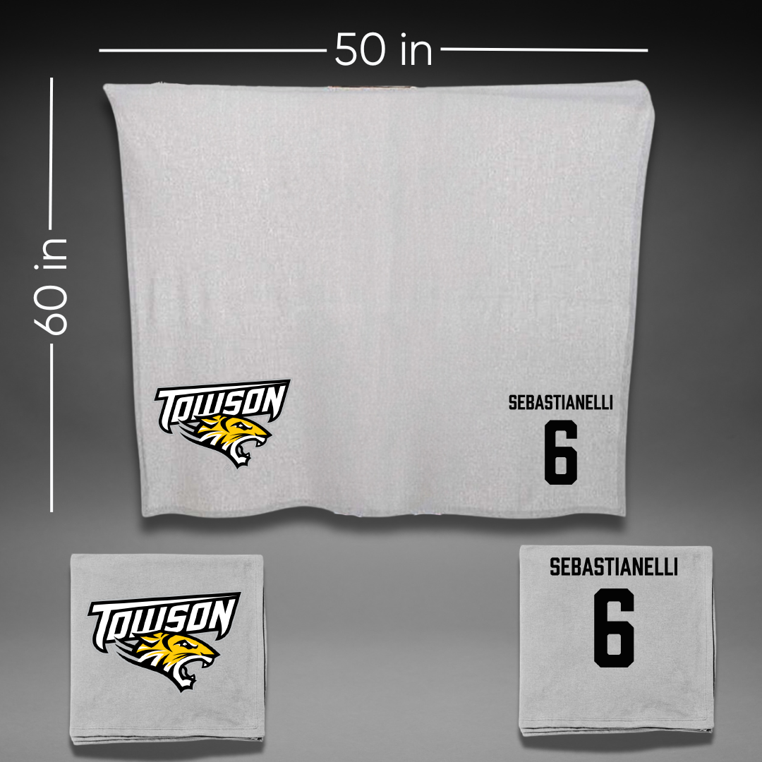 Towson University Baseball Gray Blanket - #6 Nigel Sebastianelli