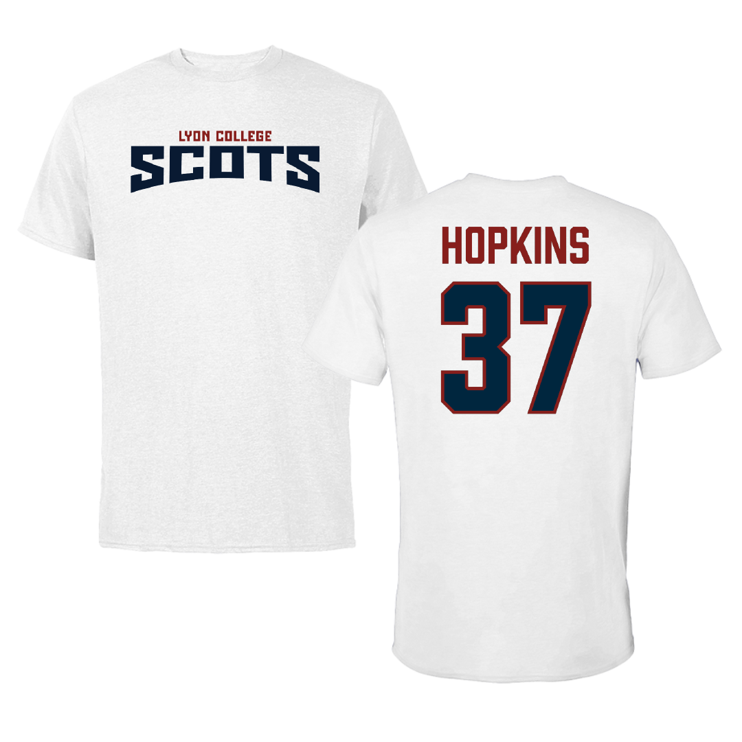 Lyon College Baseball White Classic Performance Tee - #37 Ethan Hopkins
