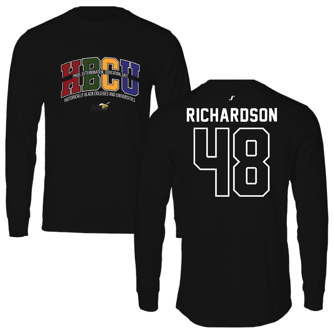 Alabama State University Football Black HBCU Performance Long Sleeve - #48 Myles Richardson