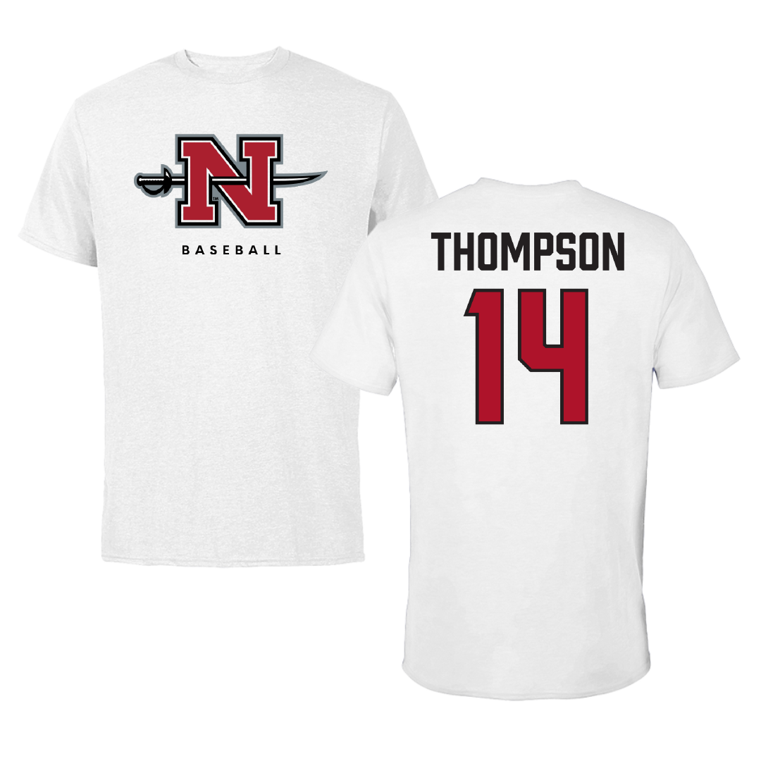 Nicholls State University Baseball White Tee - #14 Caston Thompson