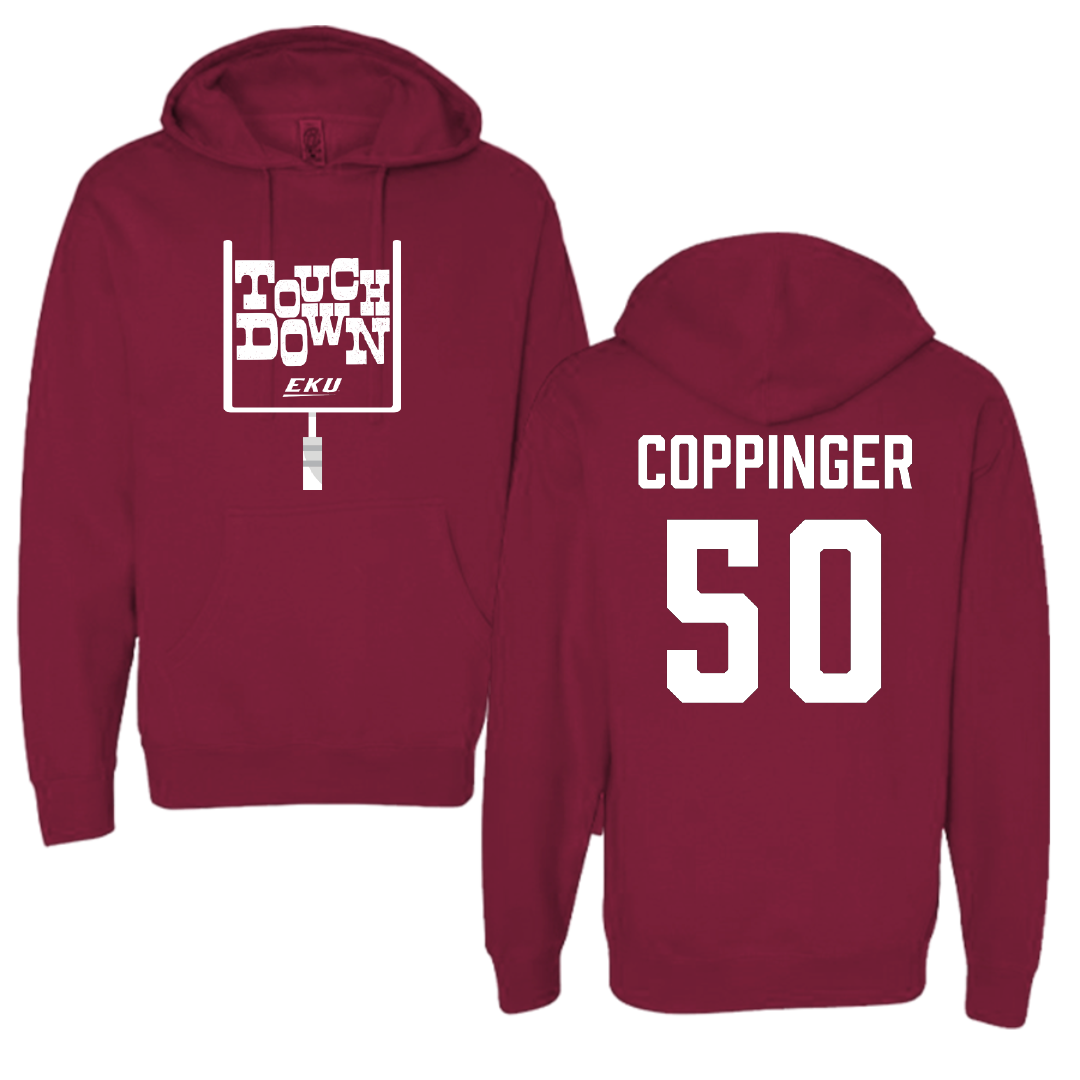 Eastern Kentucky University Football Maroon Touchdown Hoodie - #50 Liam Coppinger