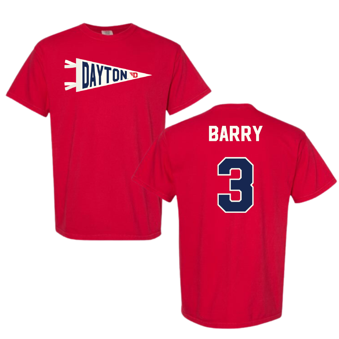 University of Dayton Volleyball Red Pennant Comfort Colors Tee - #3 Lily Barry