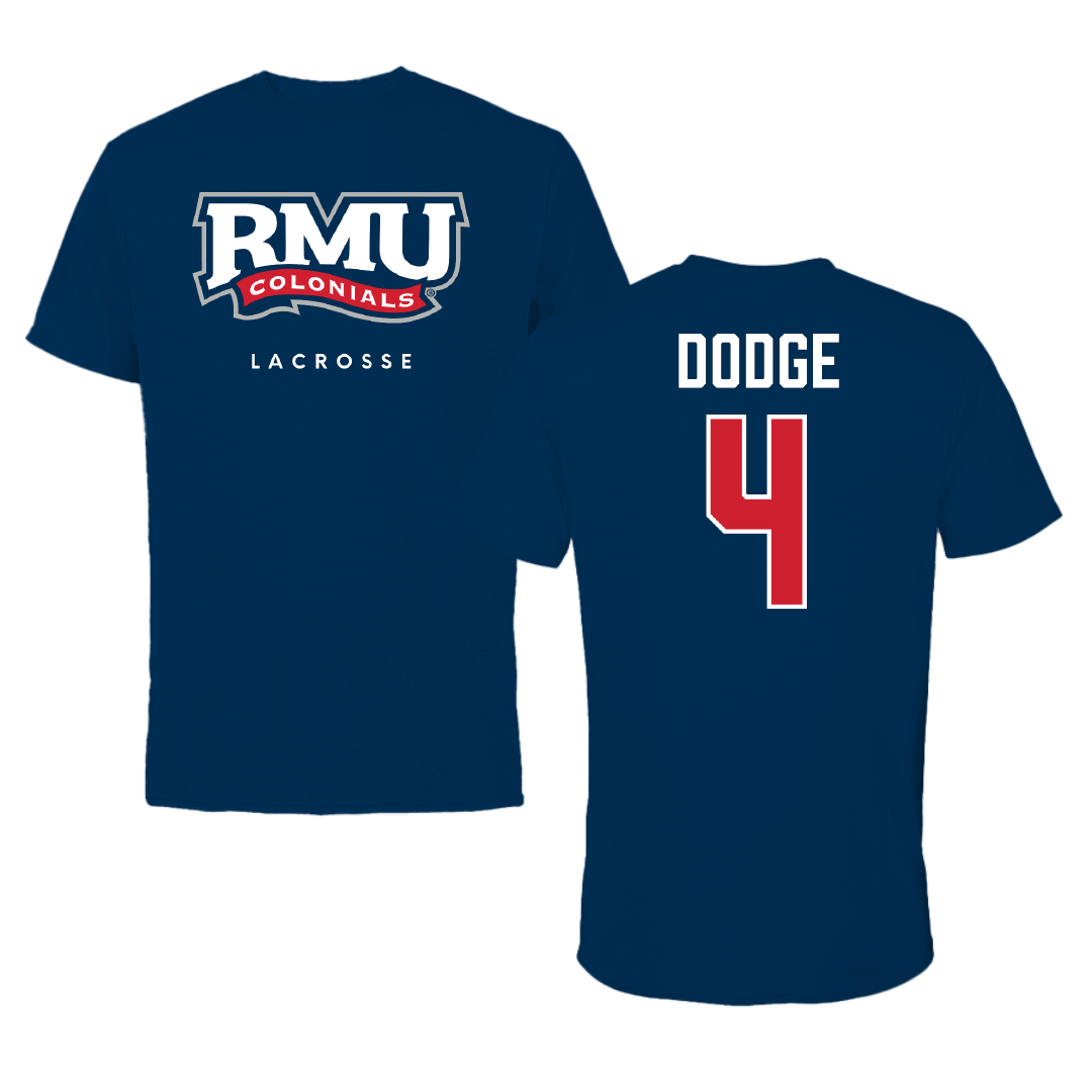 Robert Morris University Lacrosse (M) Navy Performance Tee - #4 Brodin Dodge