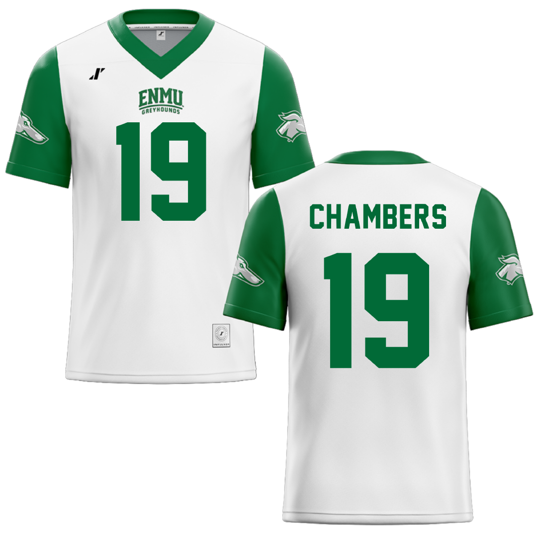 Eastern New Mexico University White Football Jersey - #19 Stan Chambers