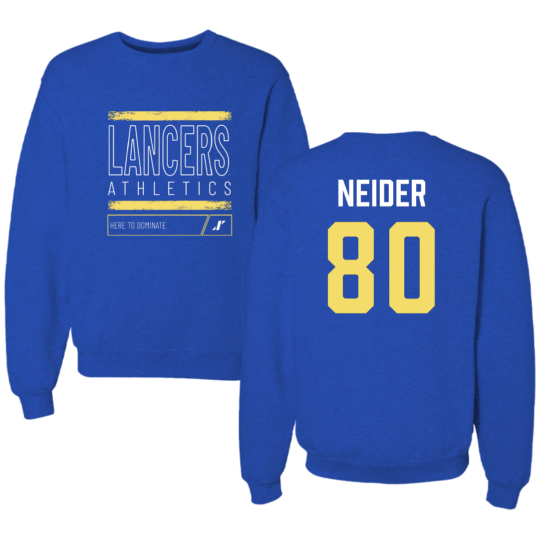 Worcester State University Football Blue Dominate Crewneck - #80 Michael Neider