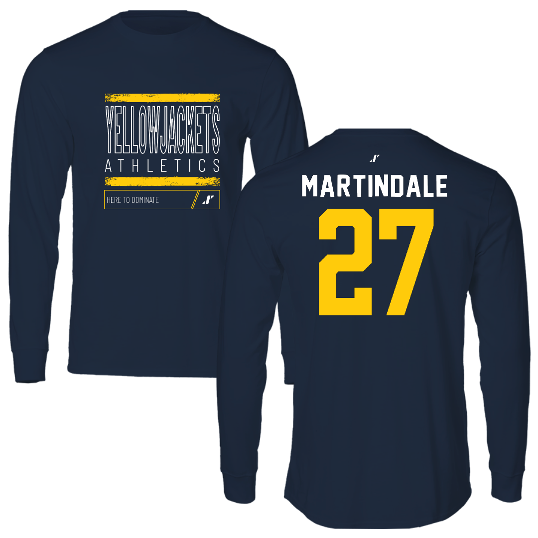 Graceland University Football Navy Dominate Long Sleeve - #27 Moses Martindale