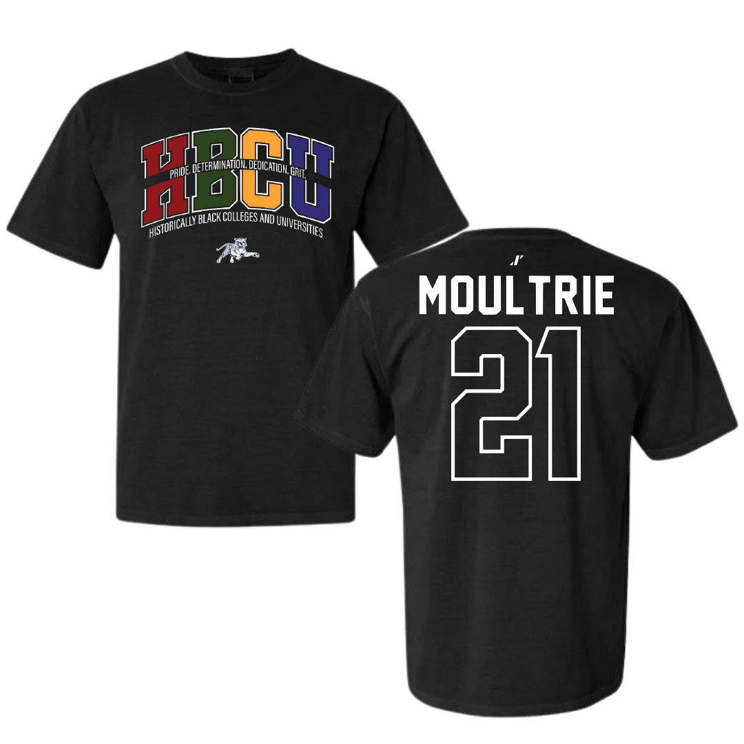Jackson State University Football Black HBCU Comfort Colors Tee - #21 Desmond Moultrie