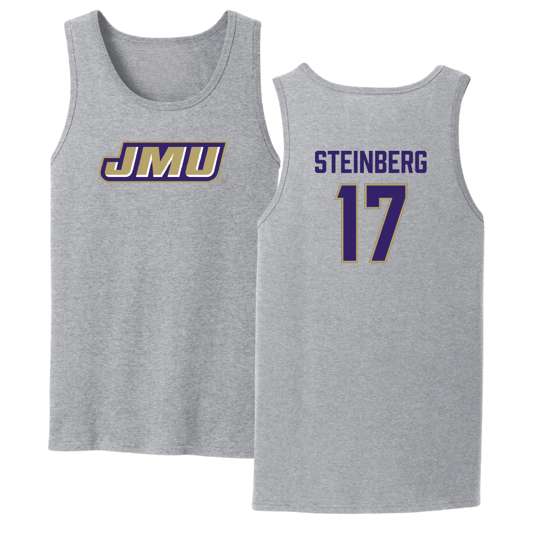 James Madison University Baseball Sport Gray Tank Top - #17 Jacob Steinberg