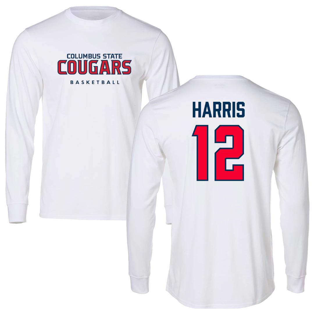 Columbus State University Basketball White Long Sleeve - #12 Jay Harris
