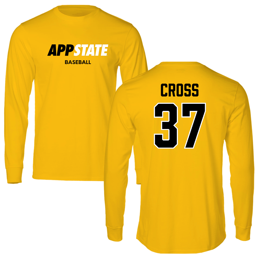 Appalachian State University Baseball Gold Long Sleeve - #37 Caleb Cross