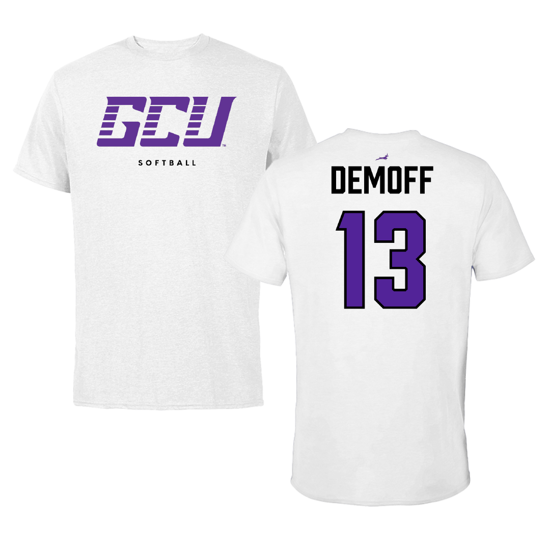 Grand Canyon University Softball White Performance Tee - #13 Hannah Demoff