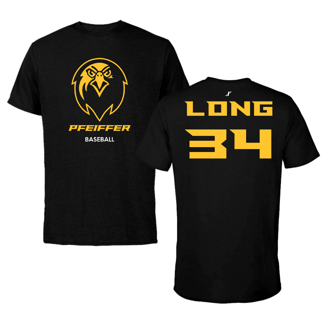 Pfeiffer University Baseball Black Tee - #34 Bryson Long