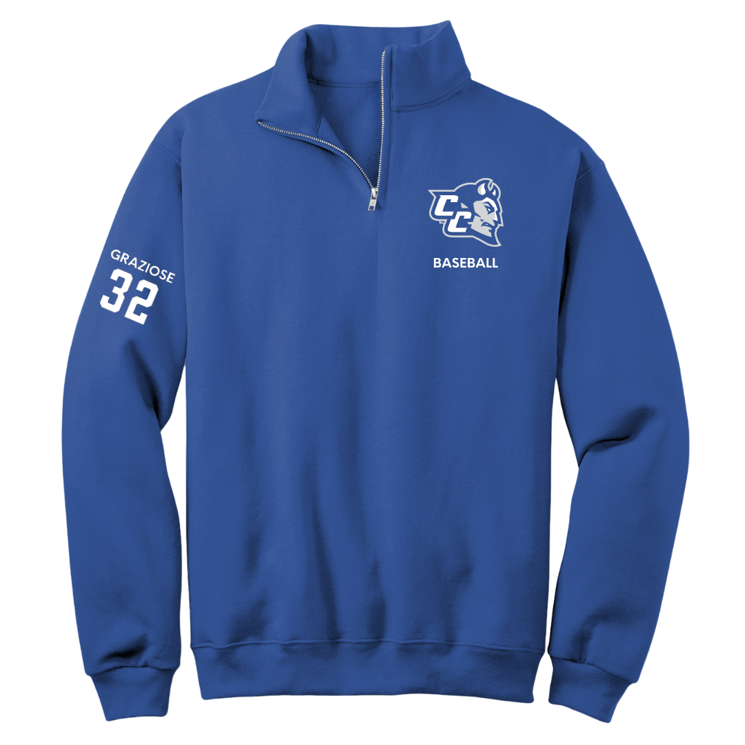 Central Connecticut State University Baseball Blue Quarter-Zip - #32 Matthew Graziose