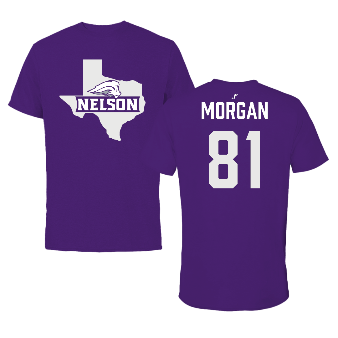 Nelson University Football Purple State Performance Tee - #81 Caleb Morgan