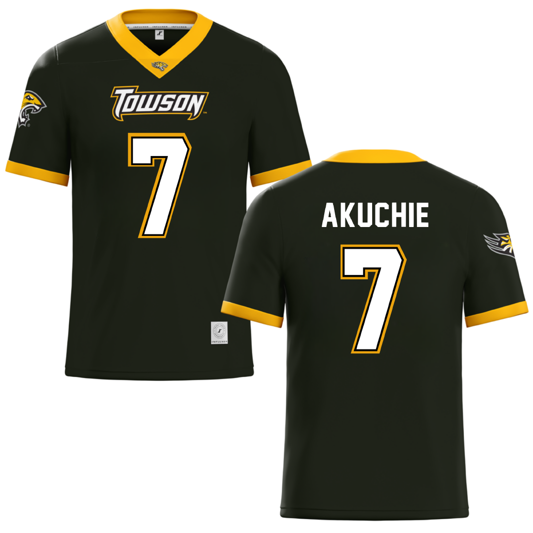 Towson University Black Football Jersey - #7 Matthew Akuchie