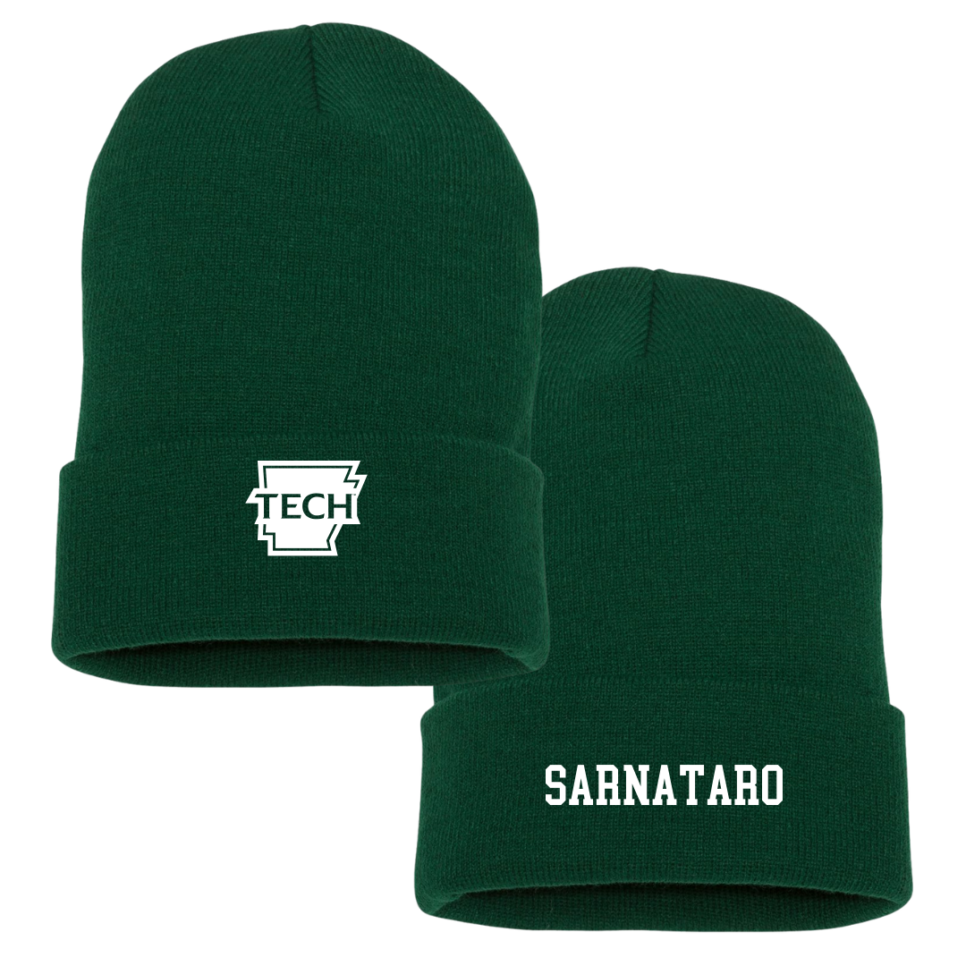 Arkansas Tech University Baseball University Green Beanie - #22 Leo Sarnataro