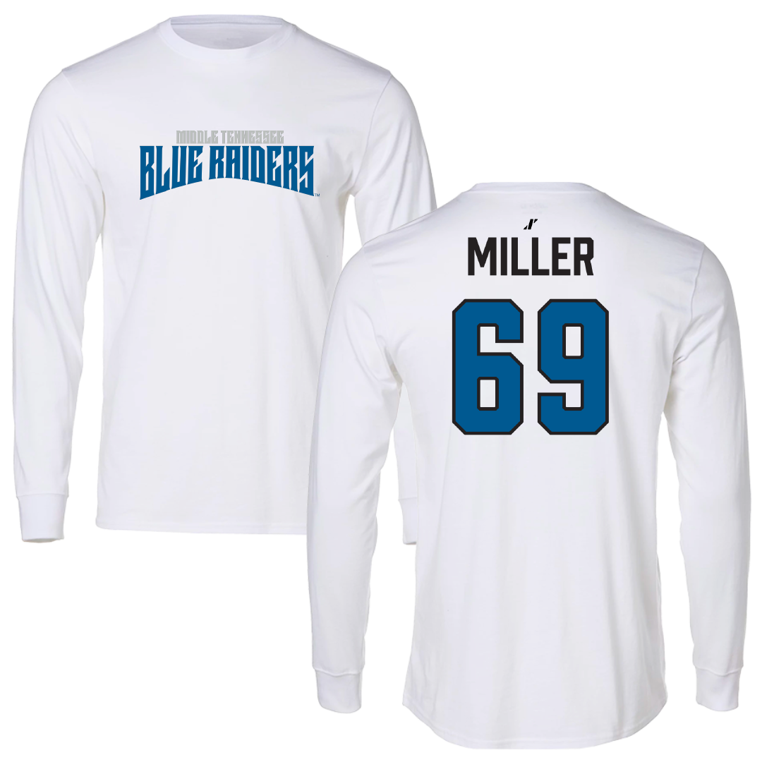 Middle Tennessee State University Football White Classic Performance Long Sleeve - #69 Marcus Miller