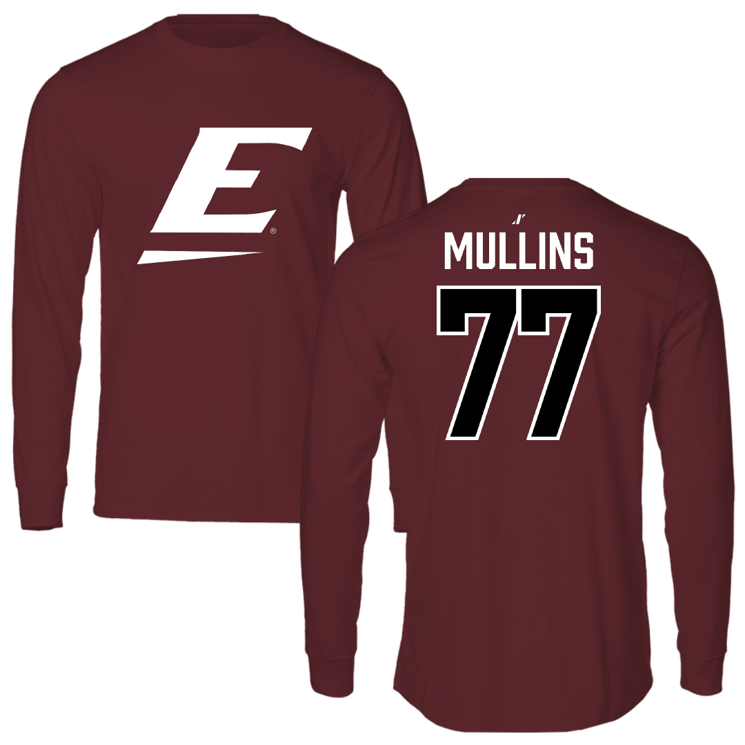 Eastern Kentucky University Football Maroon Performance Long Sleeve - #77 Zane Mullins